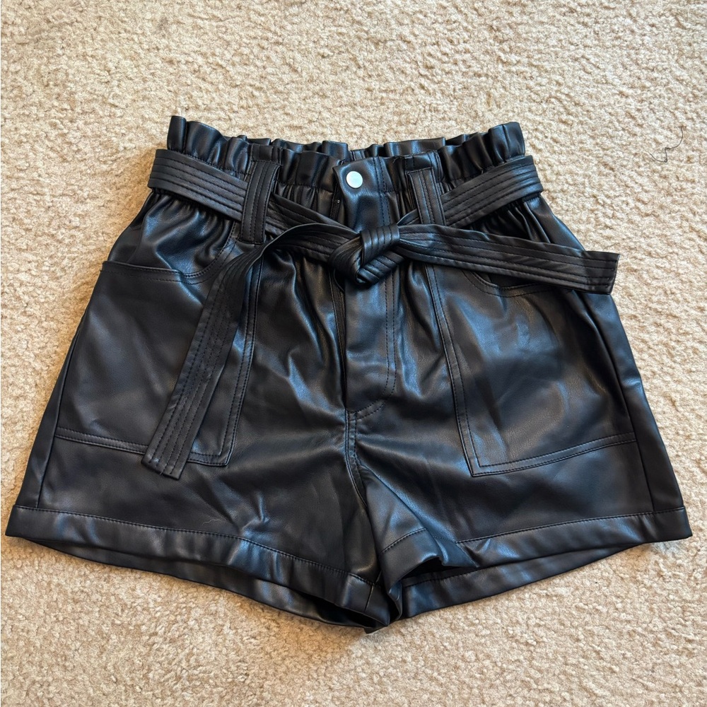 Forever 21 Black High Waist Faux Leather Shorts